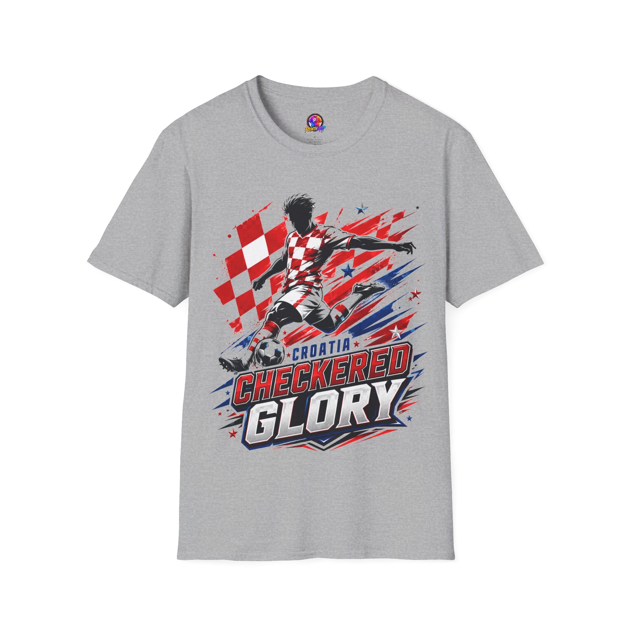 Checkered Glory T-Shirt — Croatia Soccer Fan Tee