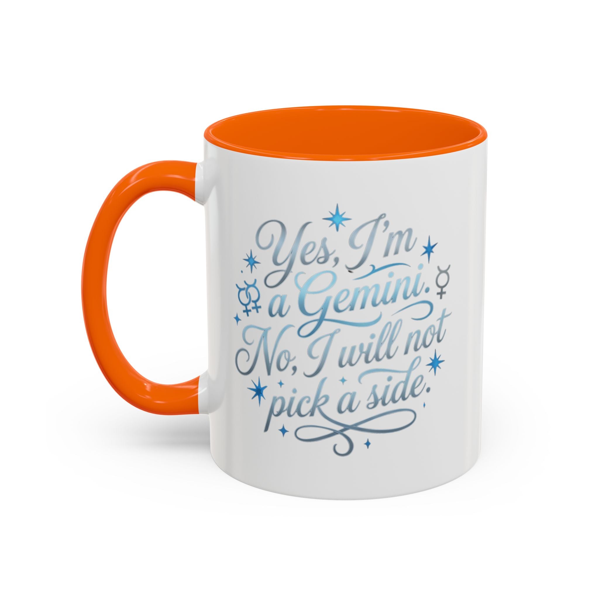 Gemini Zodiac Accent Coffee Mug – “Yes, I’m a Gemini. No, I will not pick a side.” – Astrological Gift