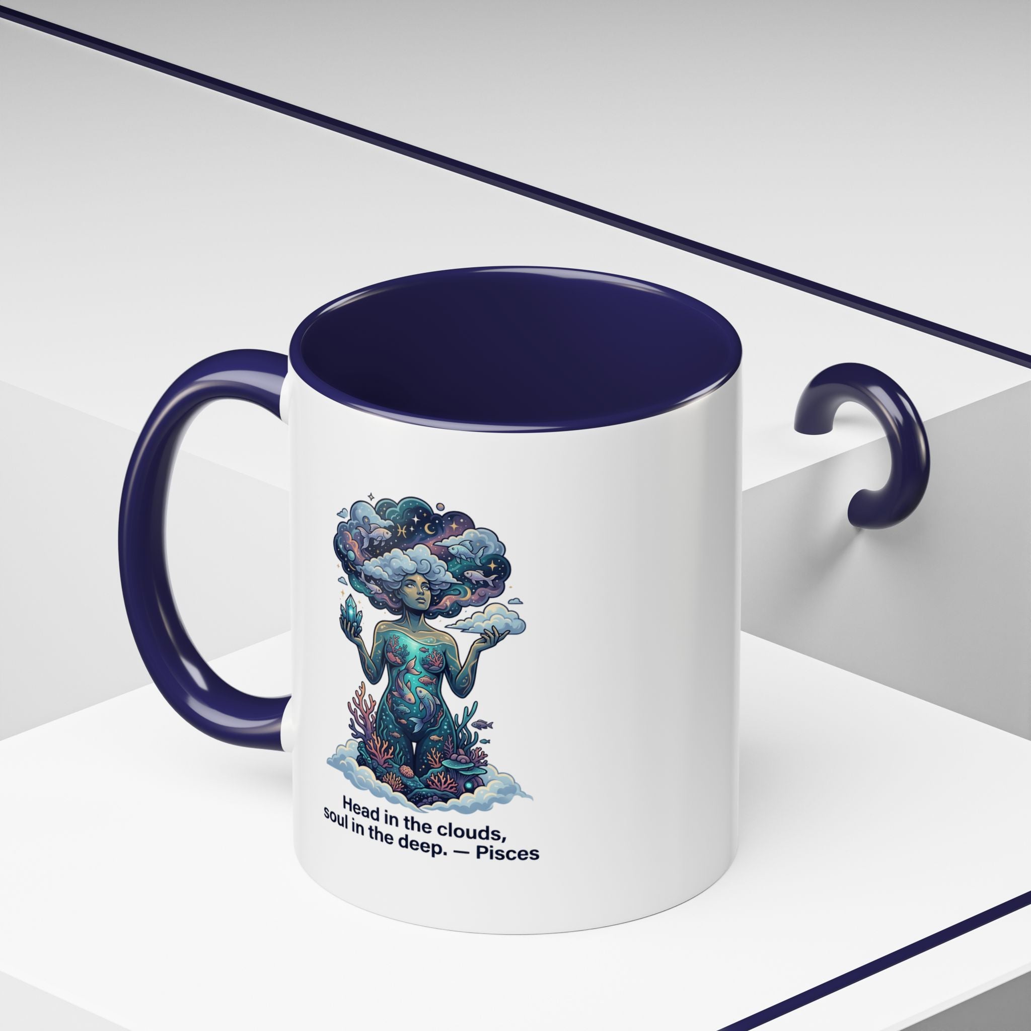 Pisces Coffee Mug — "Head in the clouds, soul in the deep" Accent Mug