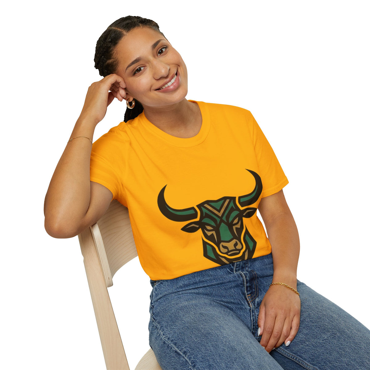 Taurus Bull Head T-Shirt — Geometric Tribal Bull Graphic Tee