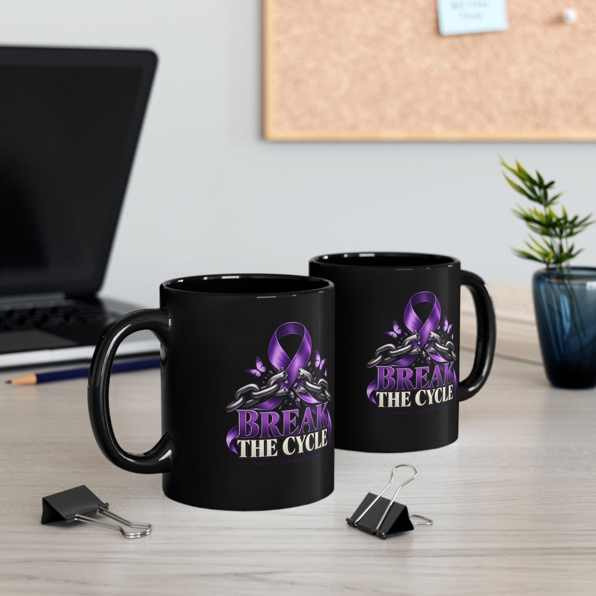 Break the Cycle Mug — Purple Domestic Violence Awareness Ribbon Coffee Cup (11oz & 15oz)