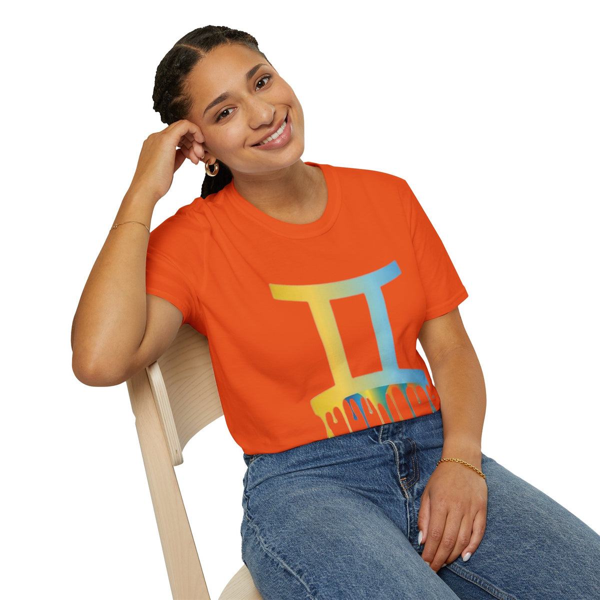 Gemini Drip Zodiac T-Shirt — Rainbow Gemini Symbol Tee
