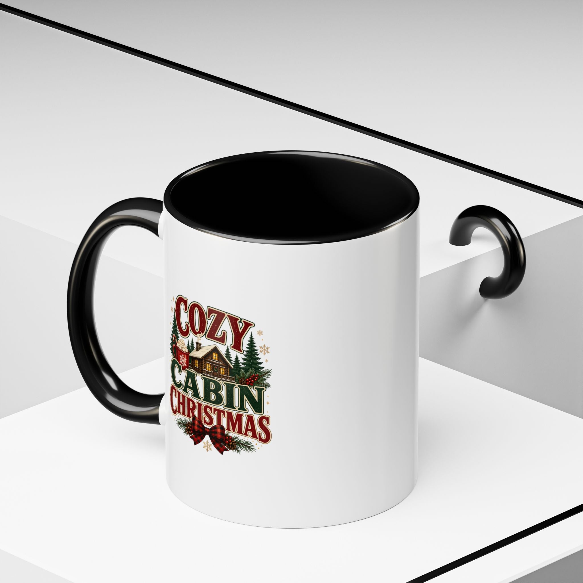 Cozy Cabin Christmas Accent Coffee Mug – Holiday Cabin Coffee Cup