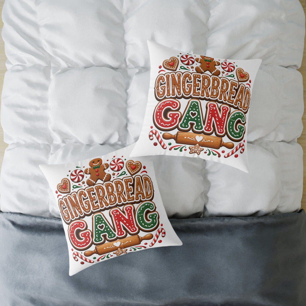 Christmas Gingerbread Gang Holiday Throw Pillow