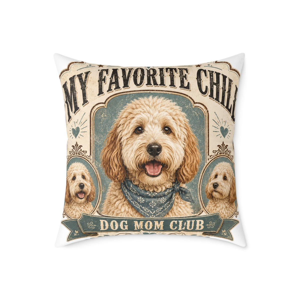 Dog Mom Club Pillow — Milo Bailey Dog Dad Mom "My Favorite Child" Doodle Throw Pillow