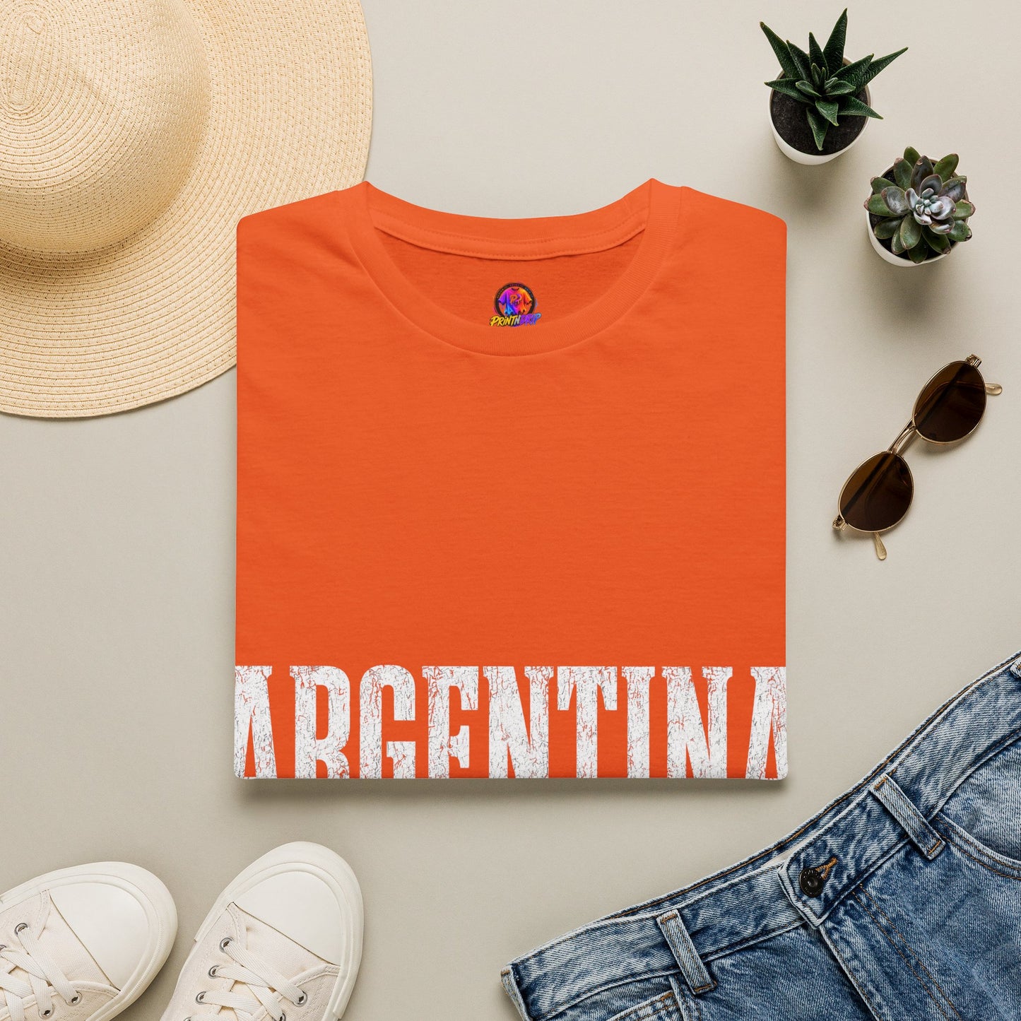 Argentina Graphic T-Shirt — Retro Flag Stripe Football Soccer Tee