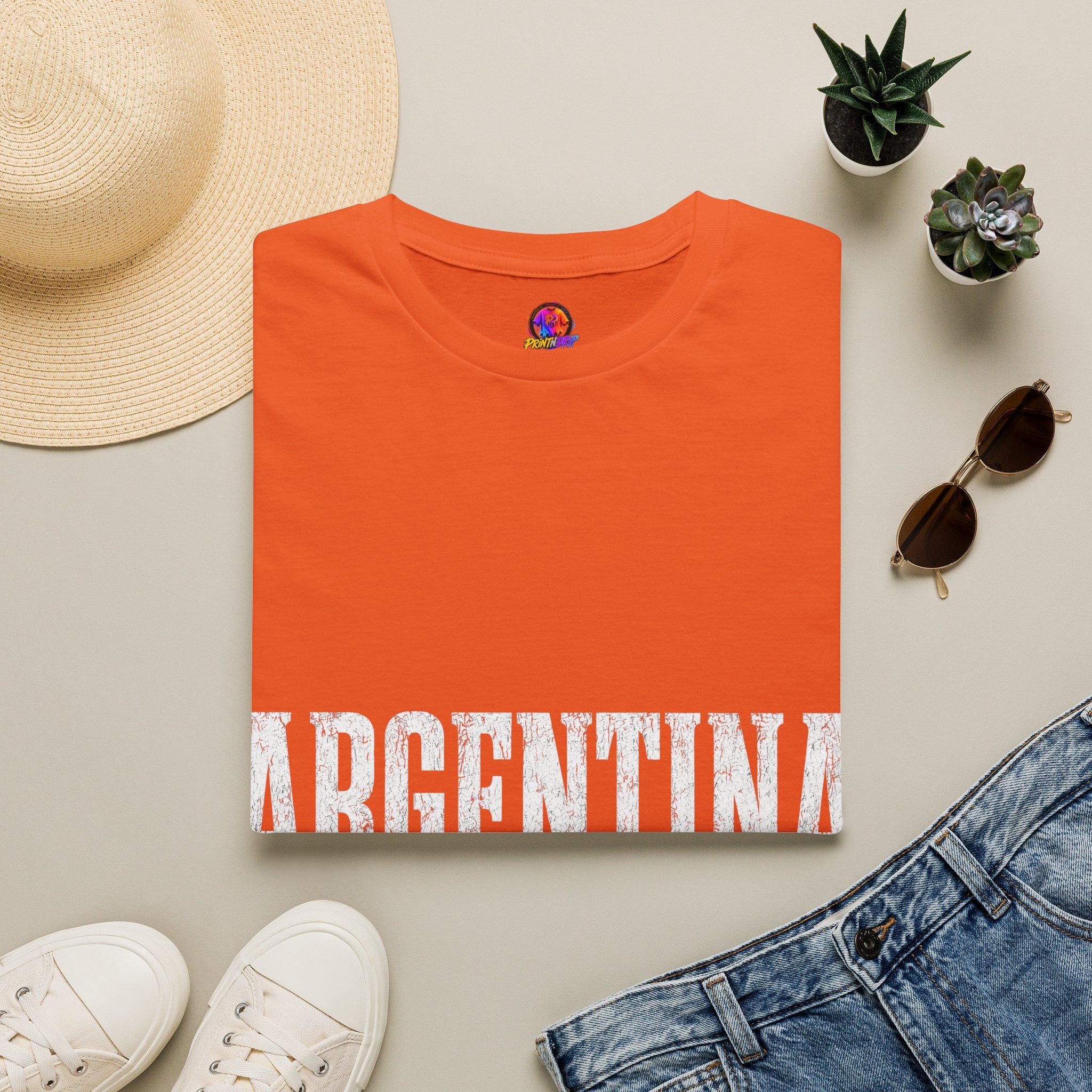 Argentina Graphic T-Shirt — Retro Flag Stripe Football Soccer Tee