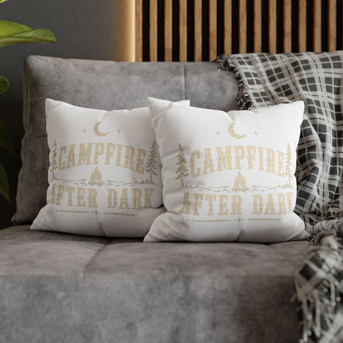 Campfire After Dark Throw Pillowcase Milo Bailey Dog Dad Mom – Rustic Outdoor Camping Accent