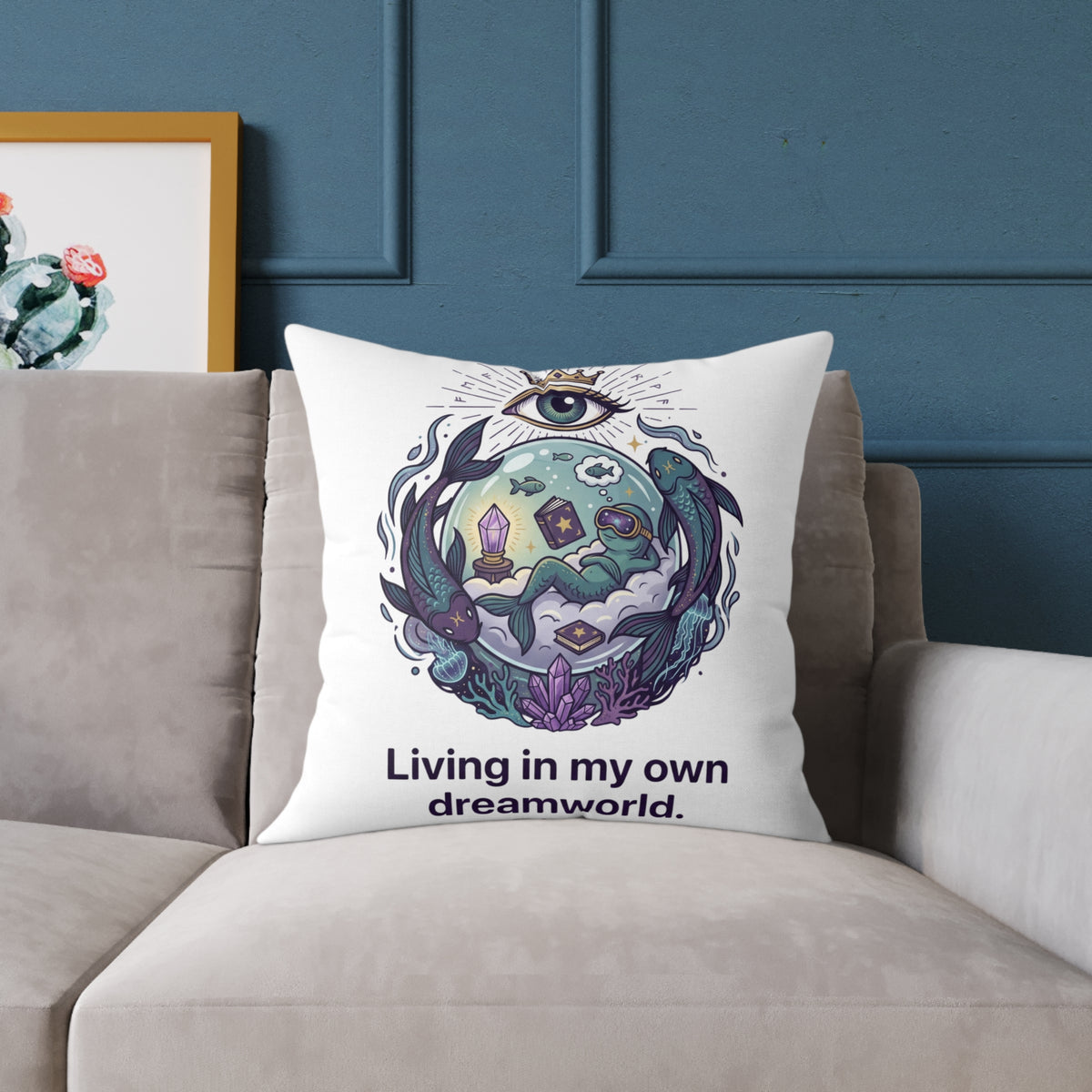 Pisces Zodiac Living In My Own Dream World Square Poly Canvas Pillow