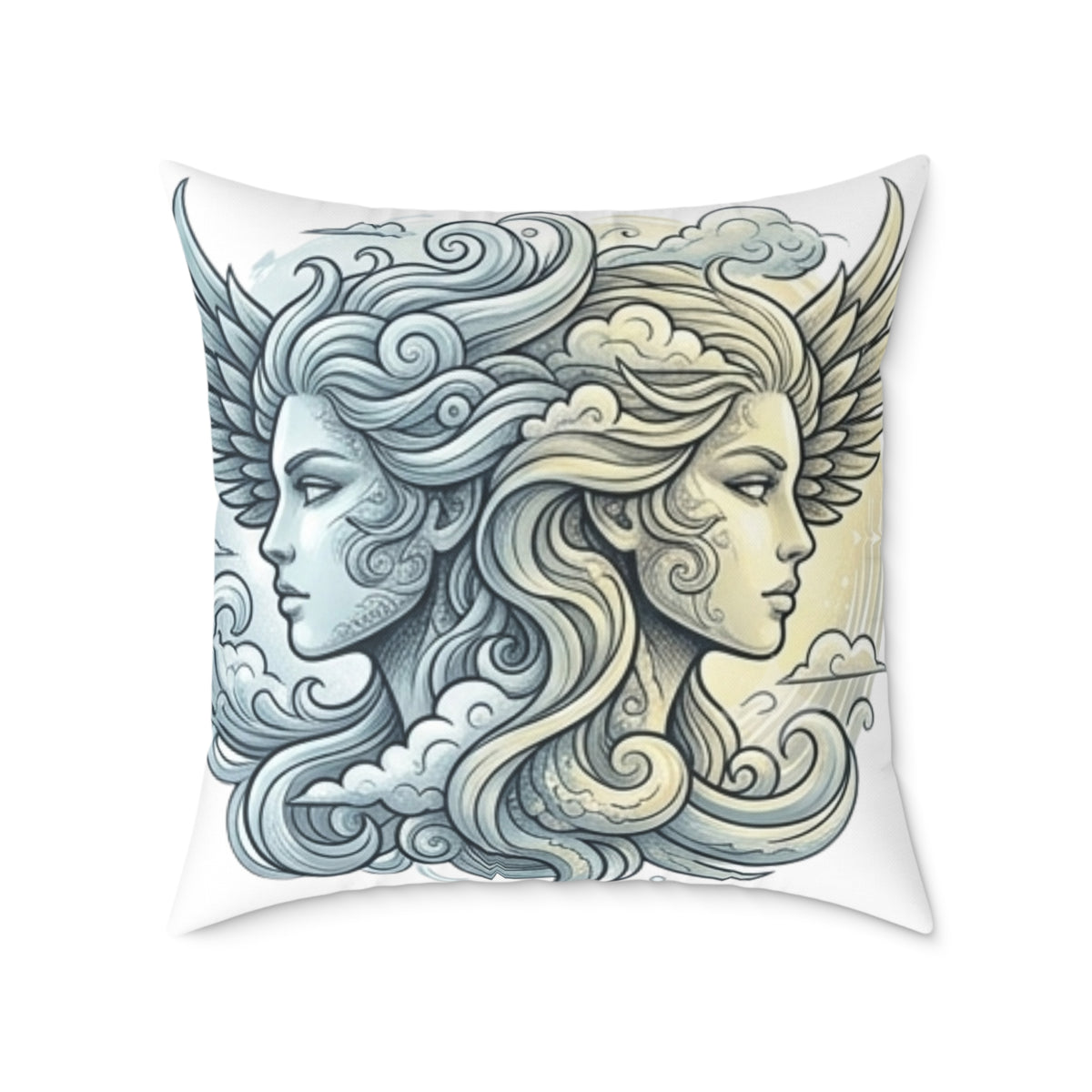 Gemini Zodiac Astrological Double Face Square Poly Canvas Pillow