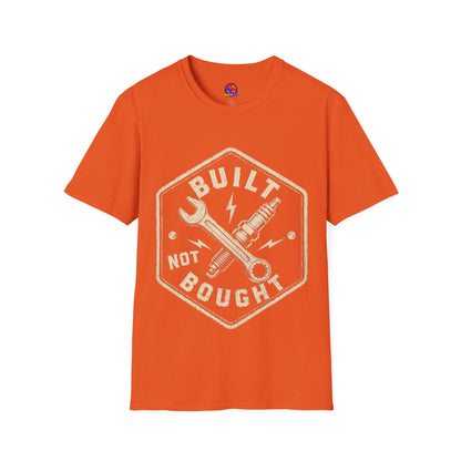 Built Not Bought T-Shirt — Vintage Mechanic Wrench & Spark Plug Tee