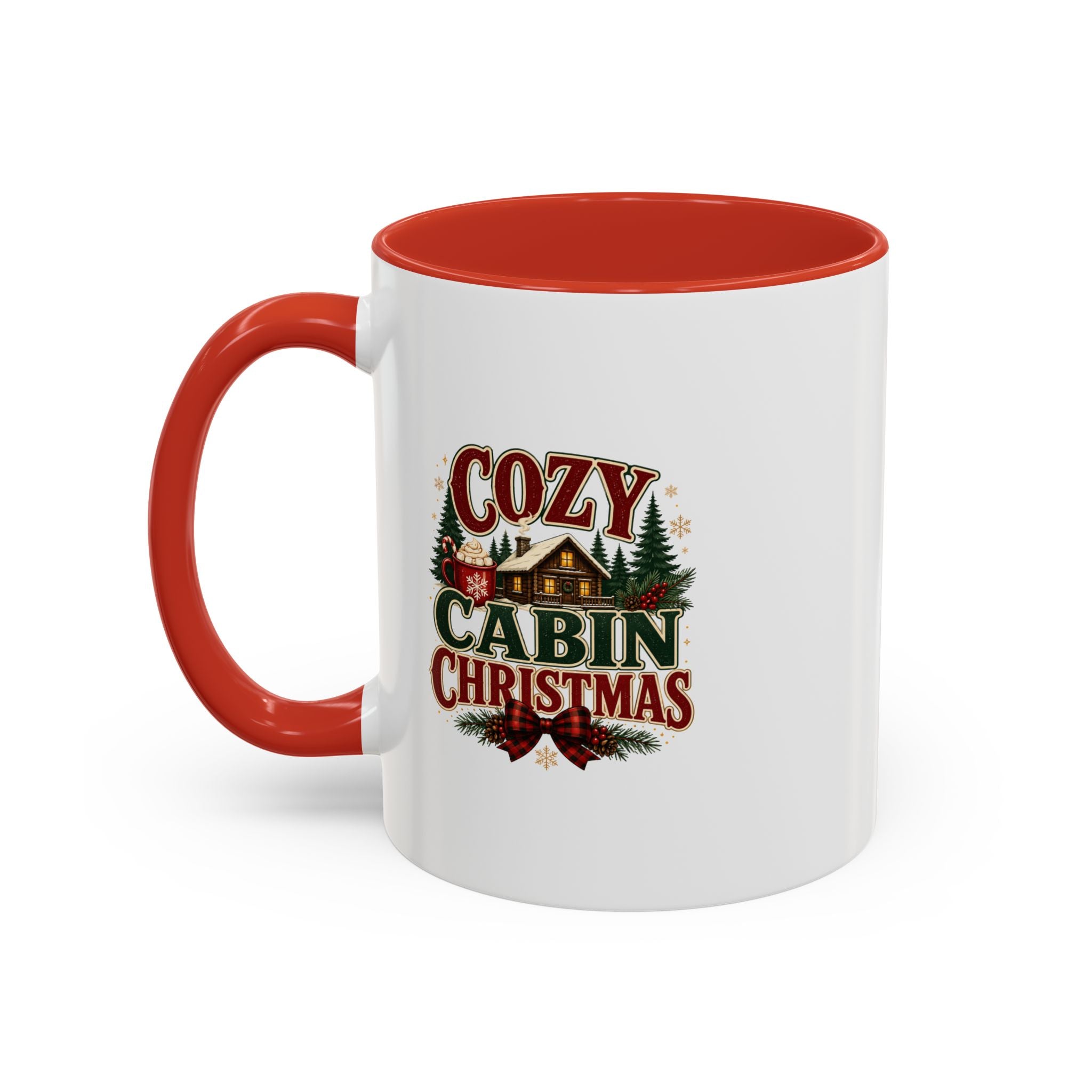 Cozy Cabin Christmas Accent Coffee Mug – Holiday Cabin Coffee Cup