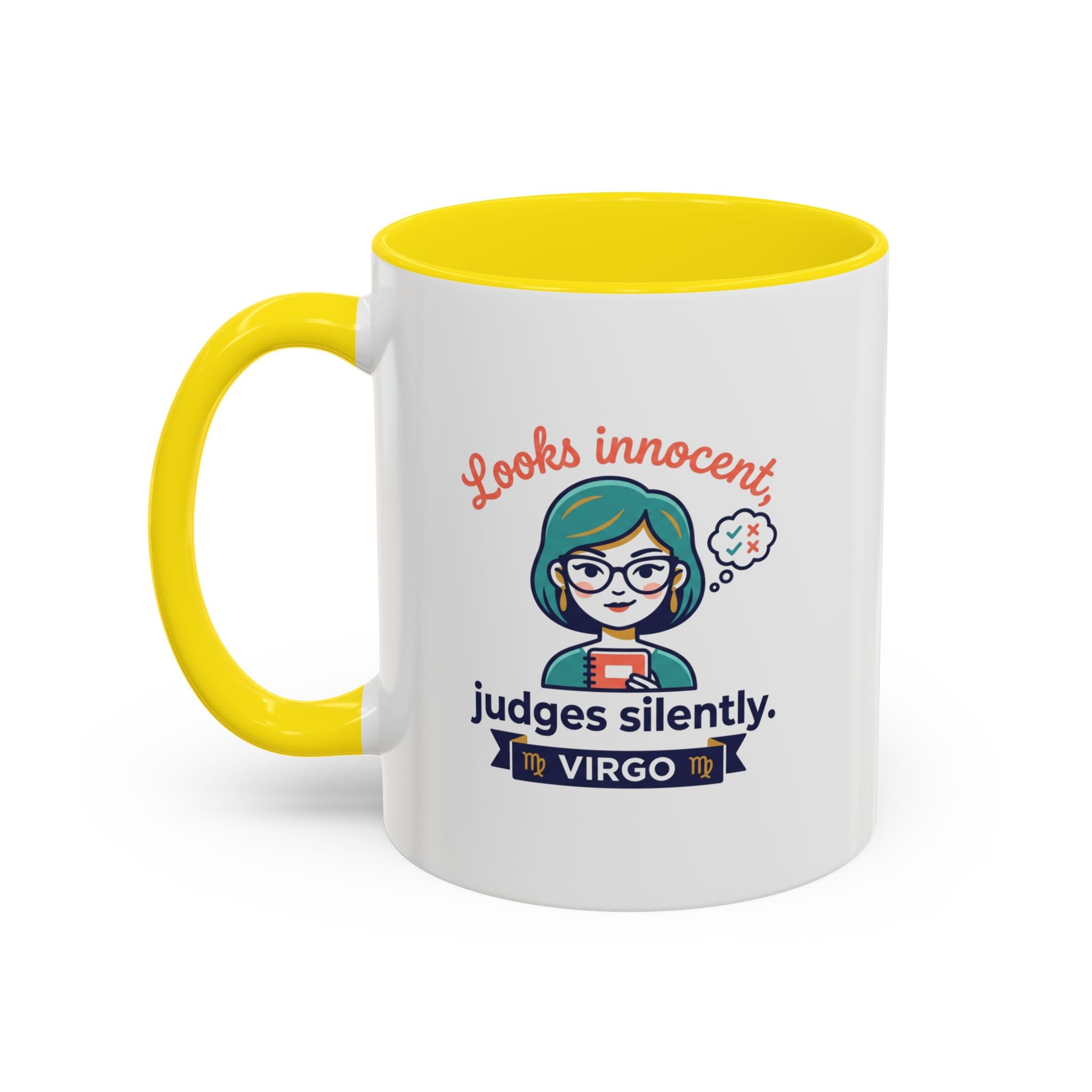 Virgo Accent Coffee Mug - "Looks Innocent, Judges Silently" Zodiac Astrology Gift