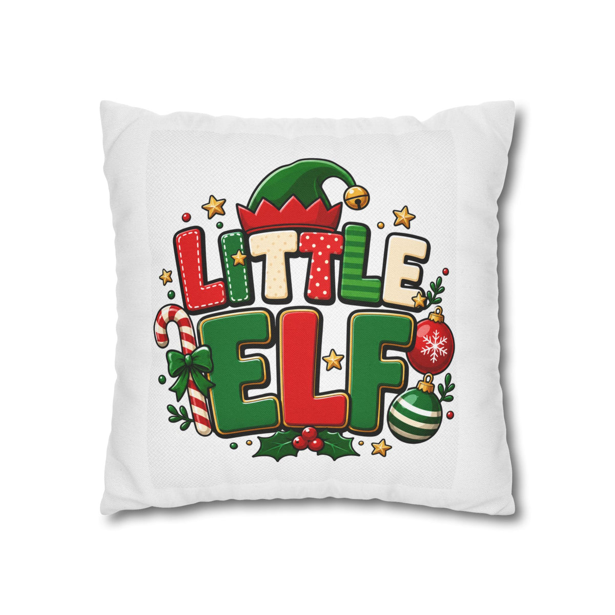 Little Elf Christmas Pillowcase — Cute Holiday Kids Decorative Pillow Cover