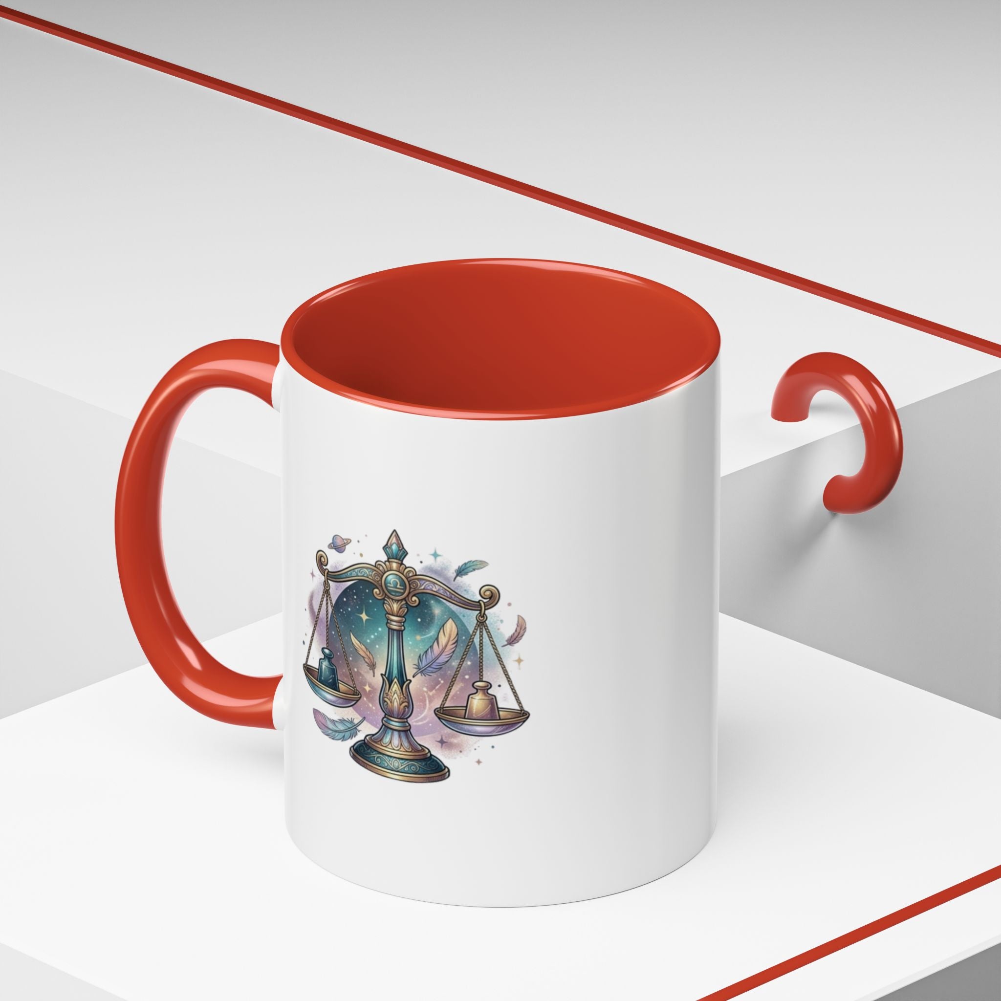 Libra Zodiac Scales Accent Coffee Mug — Astrology Constellation Gift