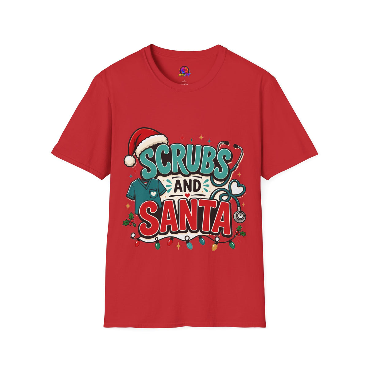 Scrubs and Santa Christmas T-Shirt — Cute Holiday Nurse Tee