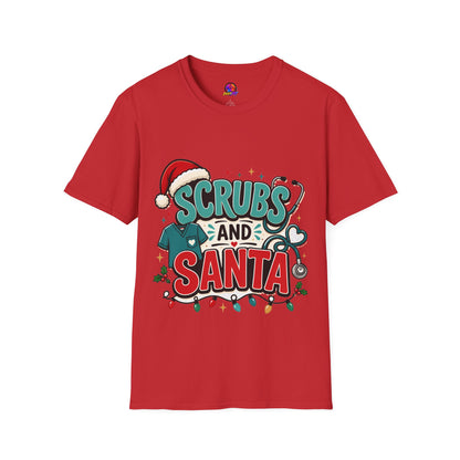 Scrubs and Santa Christmas T-Shirt — Cute Holiday Nurse Tee