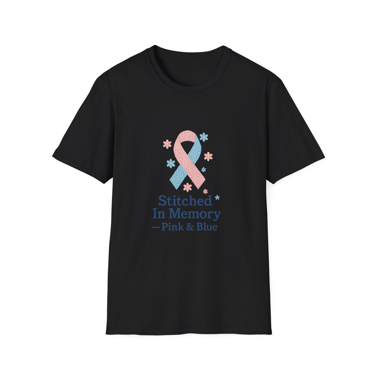In Memory Pink & Blue Ribbon T-Shirt — "Stitched In Memory" Awareness Tee - Trending Now - October 2026
