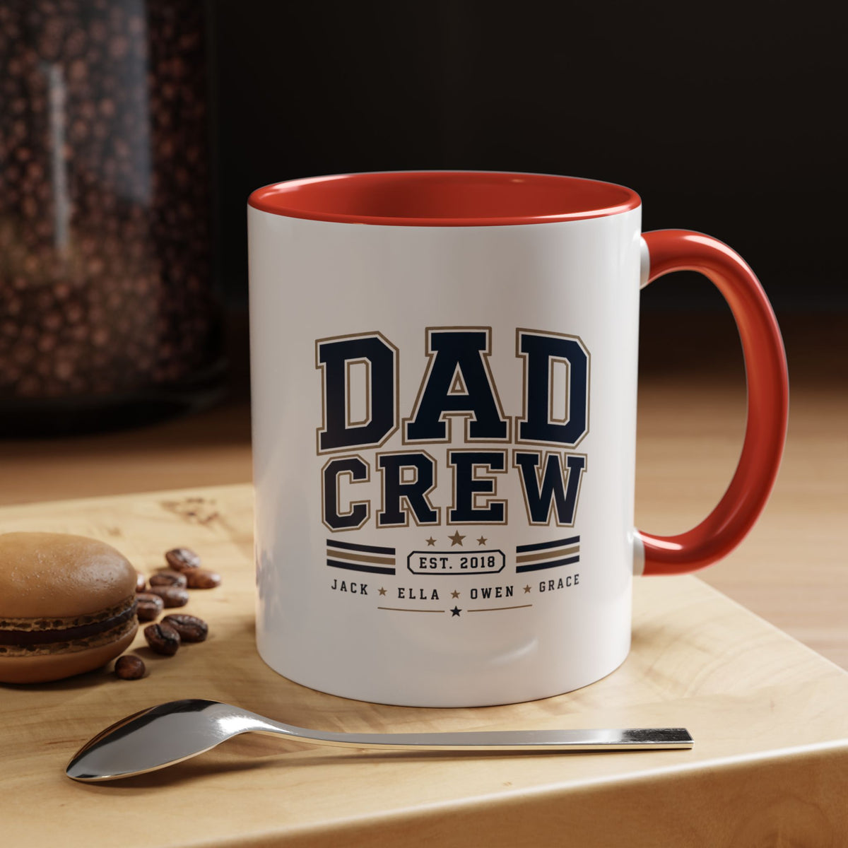 Milo Bailey Dog Dad Mom Dad Crew Accent Coffee Mug — Personalized Family Names, Established Date Coffee Cup