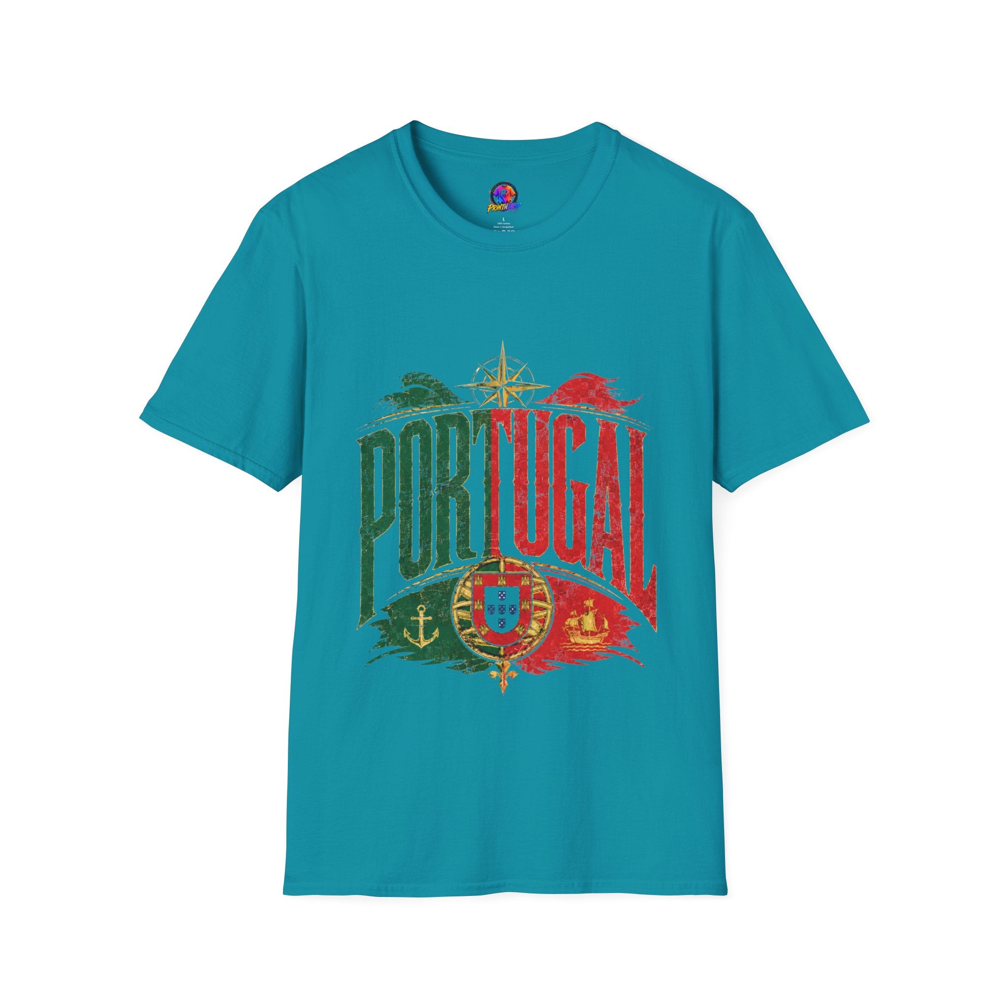 Portugal Vintage Compass T-Shirt — Retro Portuguese Flag Travel Tee