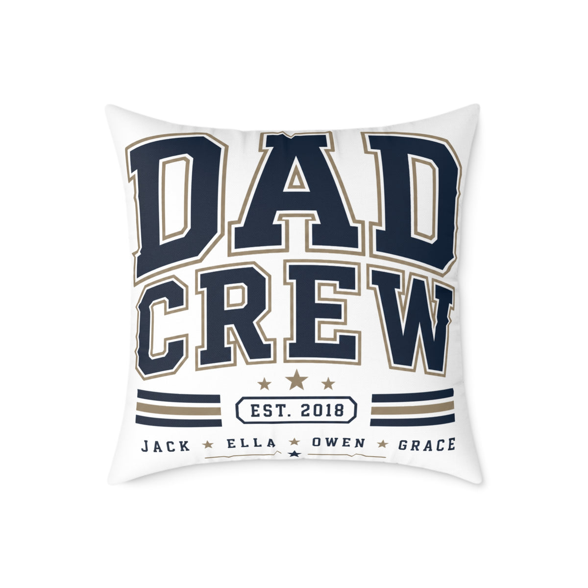 Dad Crew Square Pillow Milo Bailey Dog Dad Mom— Personalized Family Name & Est. Year Accent Pillow