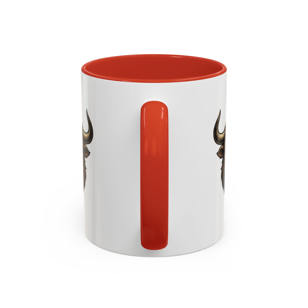 Taurus Bull Head Accent Coffee Mug — Rustic Bull Illustration Ceramic Mug