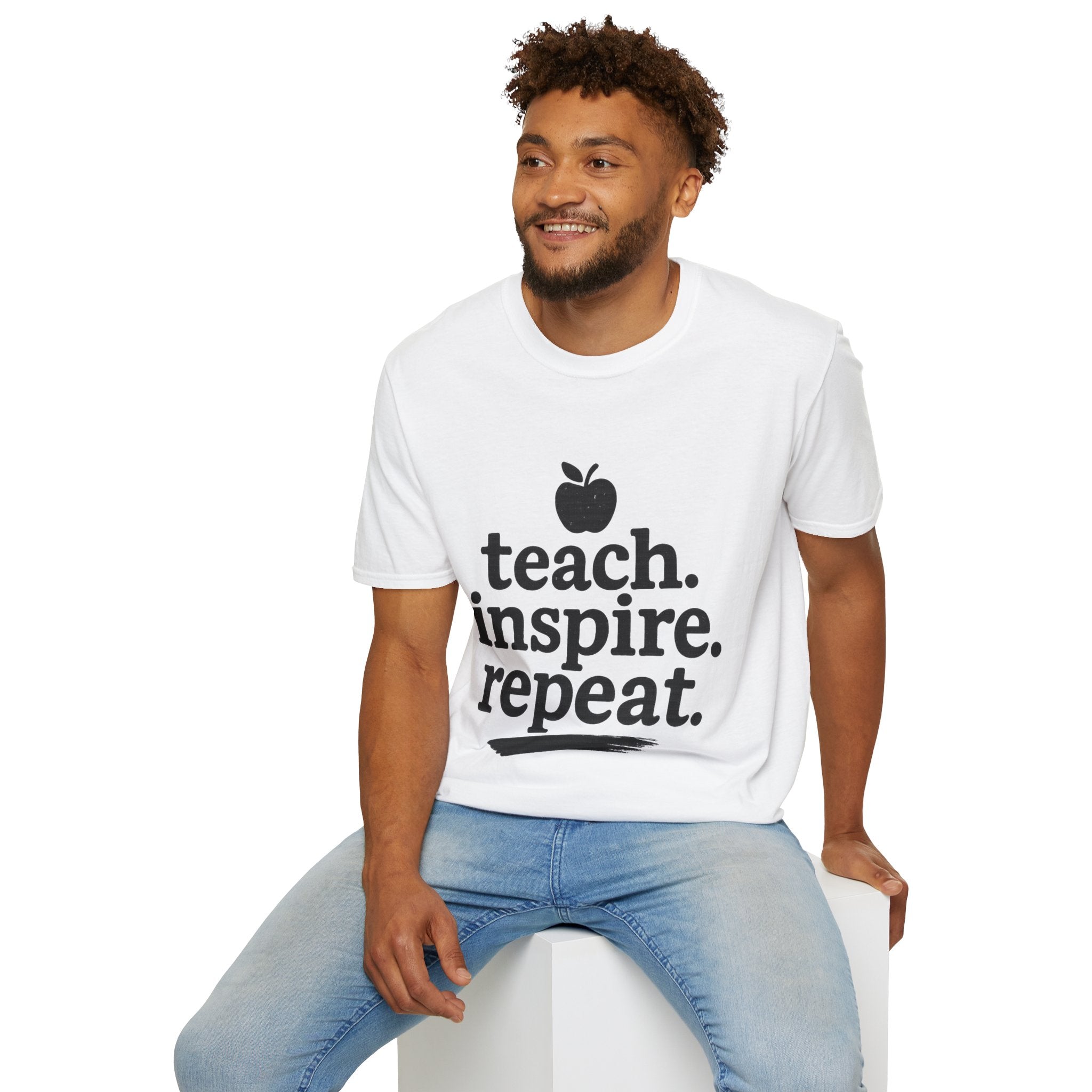 Teach. Inspire. Repeat. T‑Shirt — Teacher Apple Graphic Tee - Trending Now - August 2026 Trends - Everyday T-Shirt