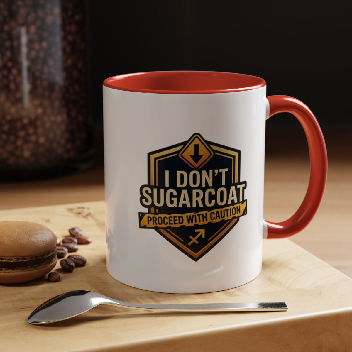 Sagittarius I Don't Sugarcoat Coffee Mug — Bold 'Proceed With Caution' Accent Mug