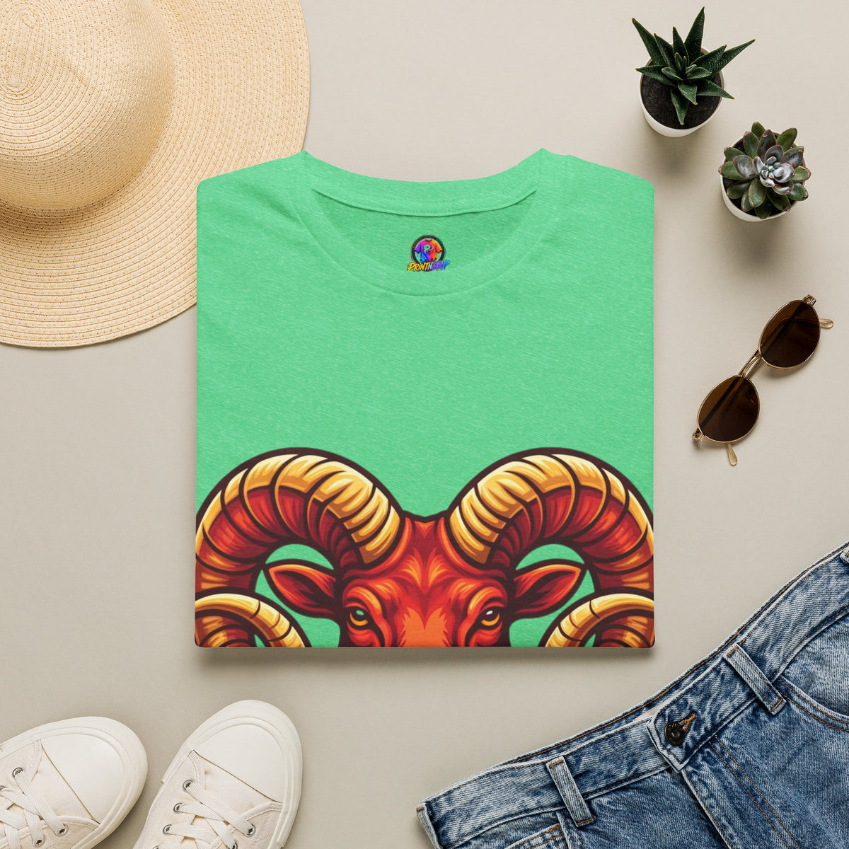 Aries Zodiac Ram Skull T-Shirt — Bold Goat Horn Graphic Tee (Aries/Zodiac)