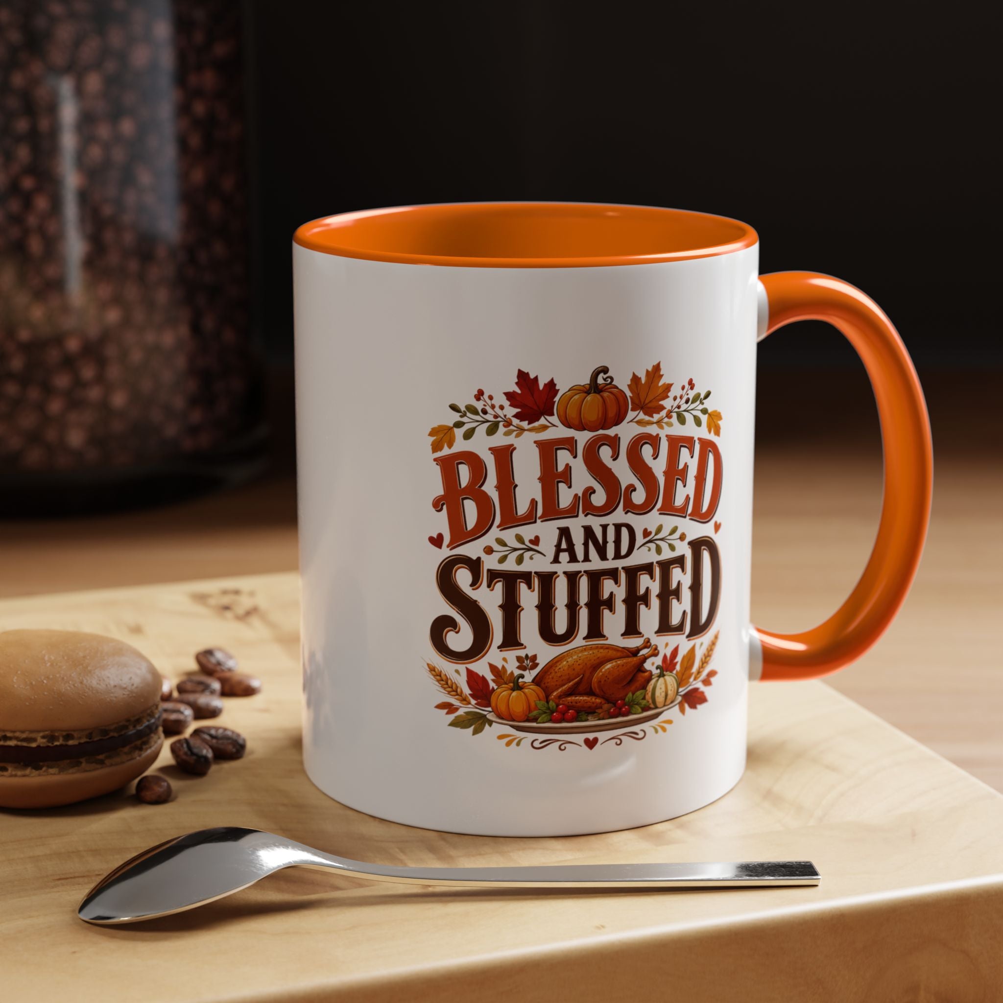Thanksgiving Mug Blessed and Stuffed Coffee Mug — Thanksgiving Fall Ceramic Accent Mug