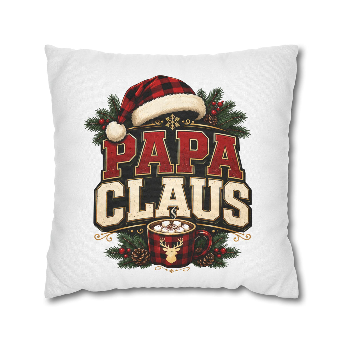 Christmas Papa Claus Holiday Pillowcase — Festive Christmas Cushion Cover for Dad