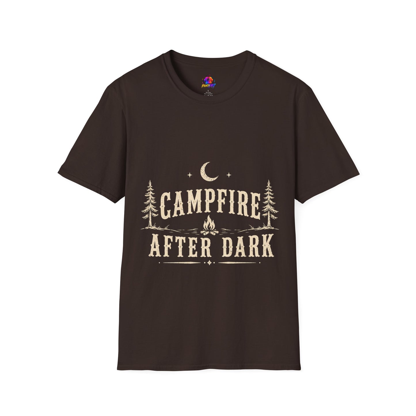 Campfire After Dark T-Shirt — Moonlit Camping Graphic Tee
