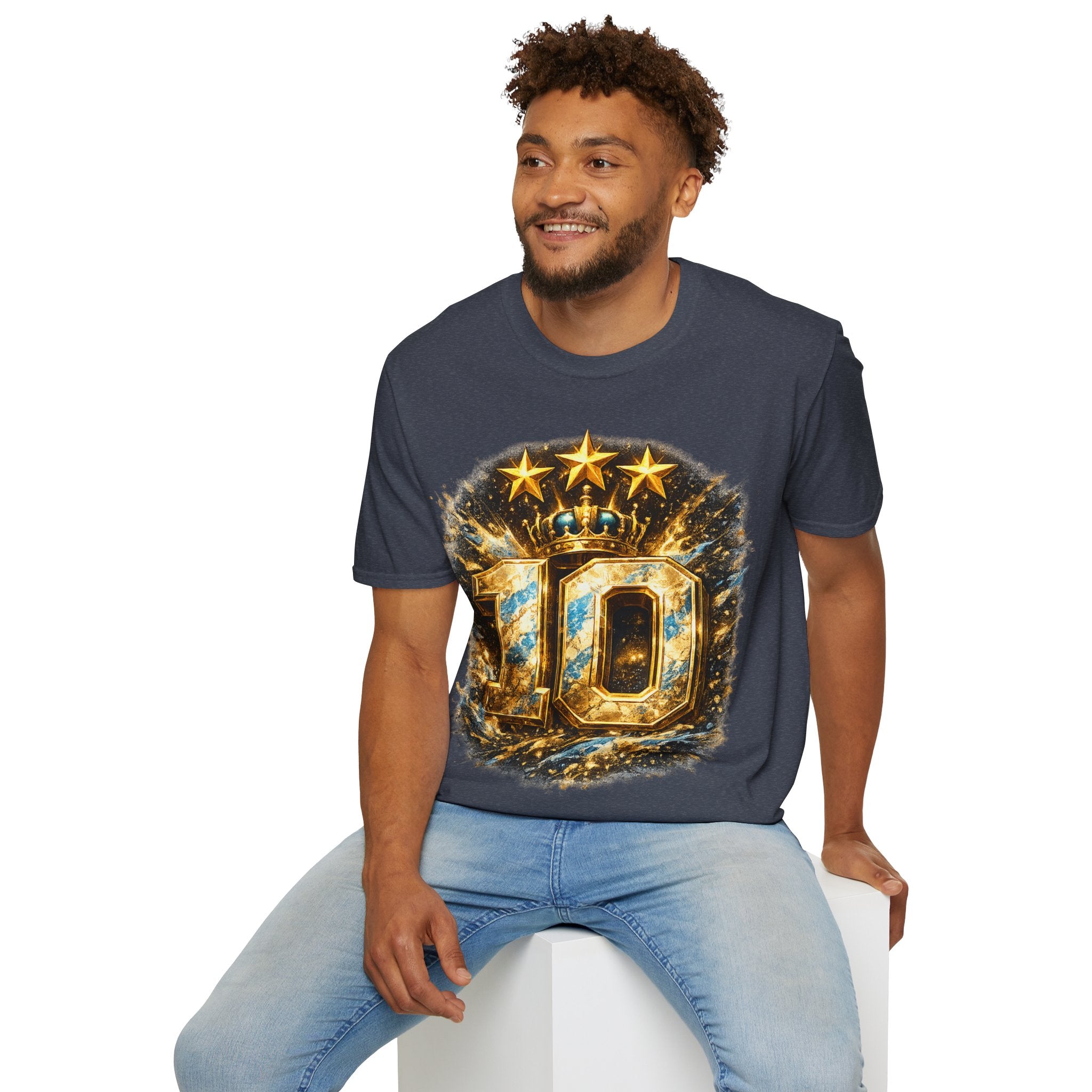 Argentina, MESSI #10 T-Shirt — Gold Crown '10' Victory Graphic Tee