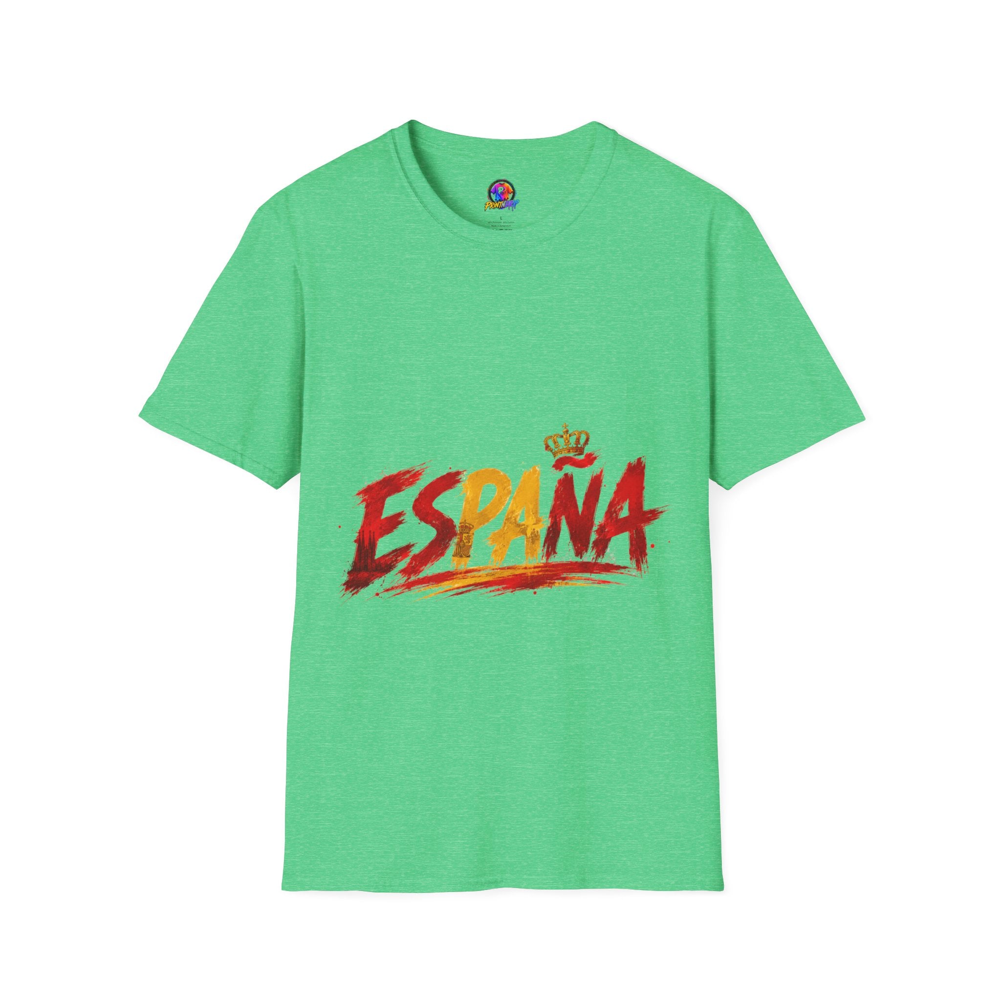 Spain  Graphic T-Shirt — Spanish Flag Brushstroke Design with Crown