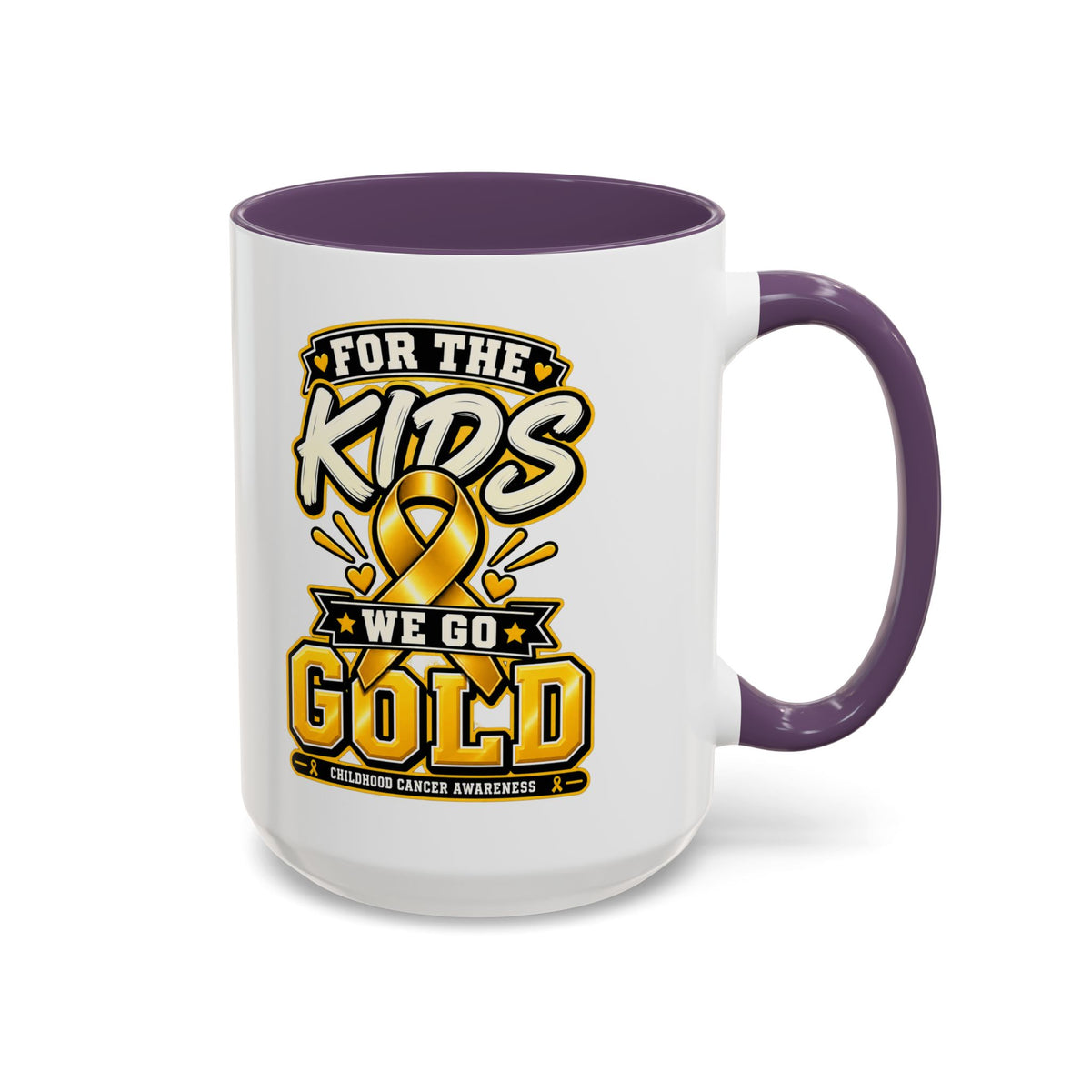 For The Kids We Go Gold Accent Coffee Mug — Childhood Cancer Awareness 11/15oz