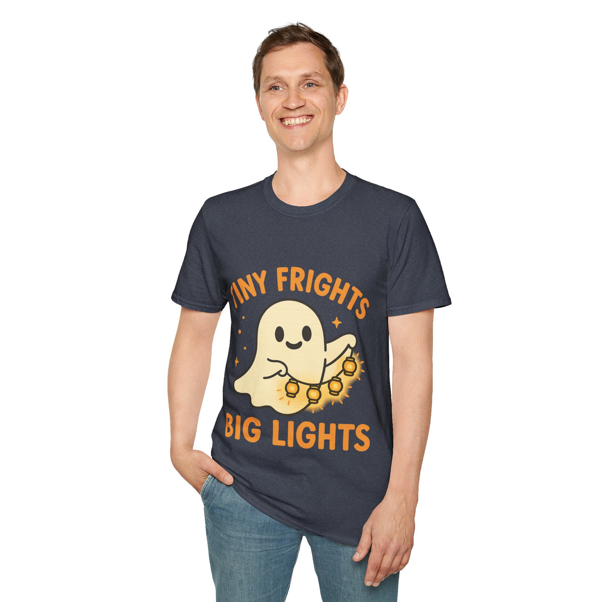 "Tiny Frights Big Lights" Cute Ghost Tee | Spooky Season Halloween T-Shirt - Trending Now - September 2026