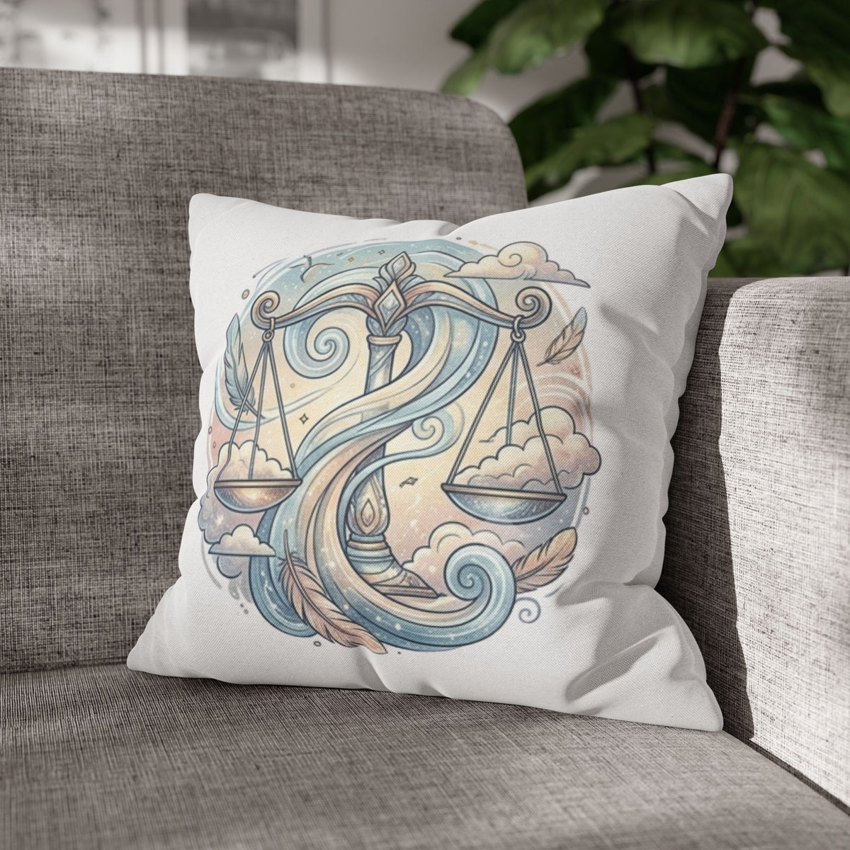Libra Zodiac Throw Pillow pillowcase — Scales Astrology Decorative Pillowcase