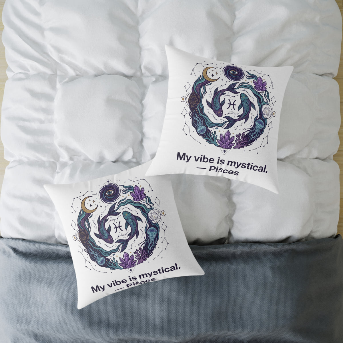 Pisces Zodiac My Vibe Is Mystical Square Poly Canvas Pillow