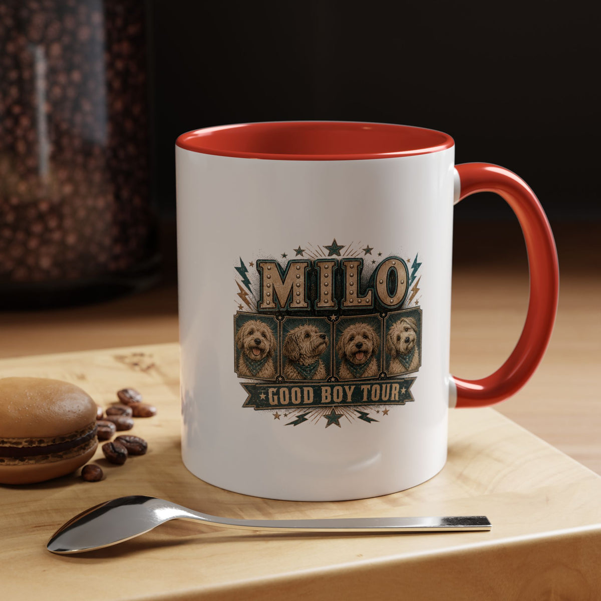 Milo Bailey Dog Dad Mom Milo 'Good Boy Tour' Accent Coffee Mug — Personalized Dog Lover Gift