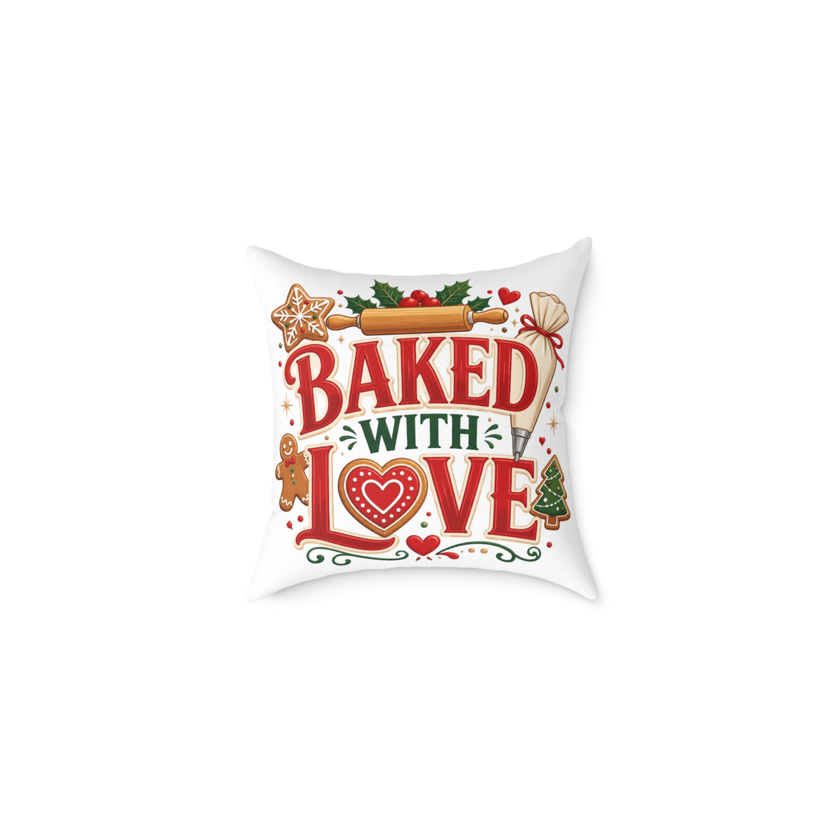 Christmas Baked With Love Square Poly Canvas Pillow