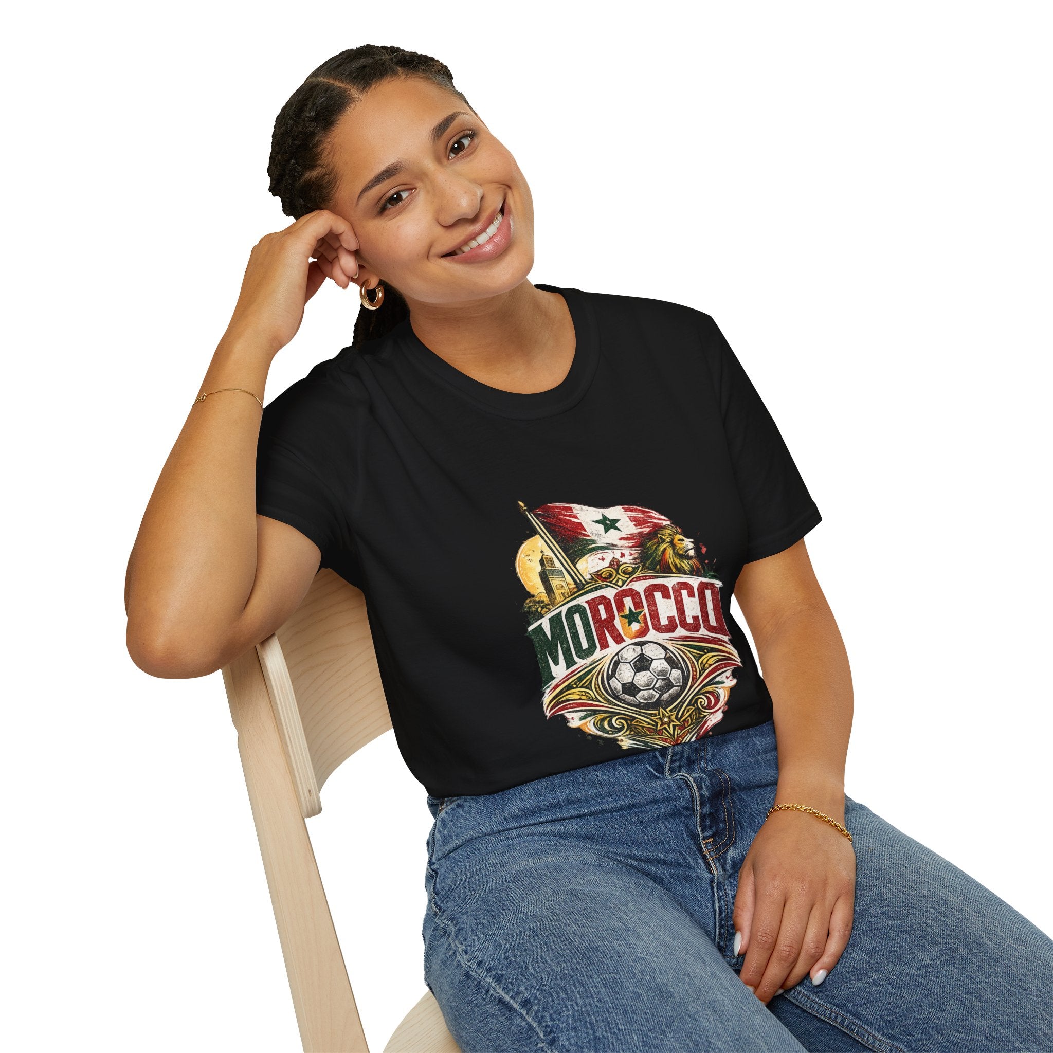 Morocco Soccer T-Shirt — Vintage Flag & Lion Football Tee