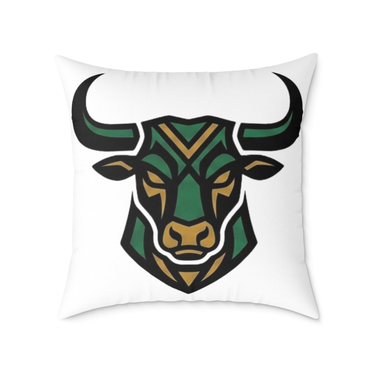 Astrological Taurus Zodiac Colorful Bull Head  Square Poly Canvas Pillow