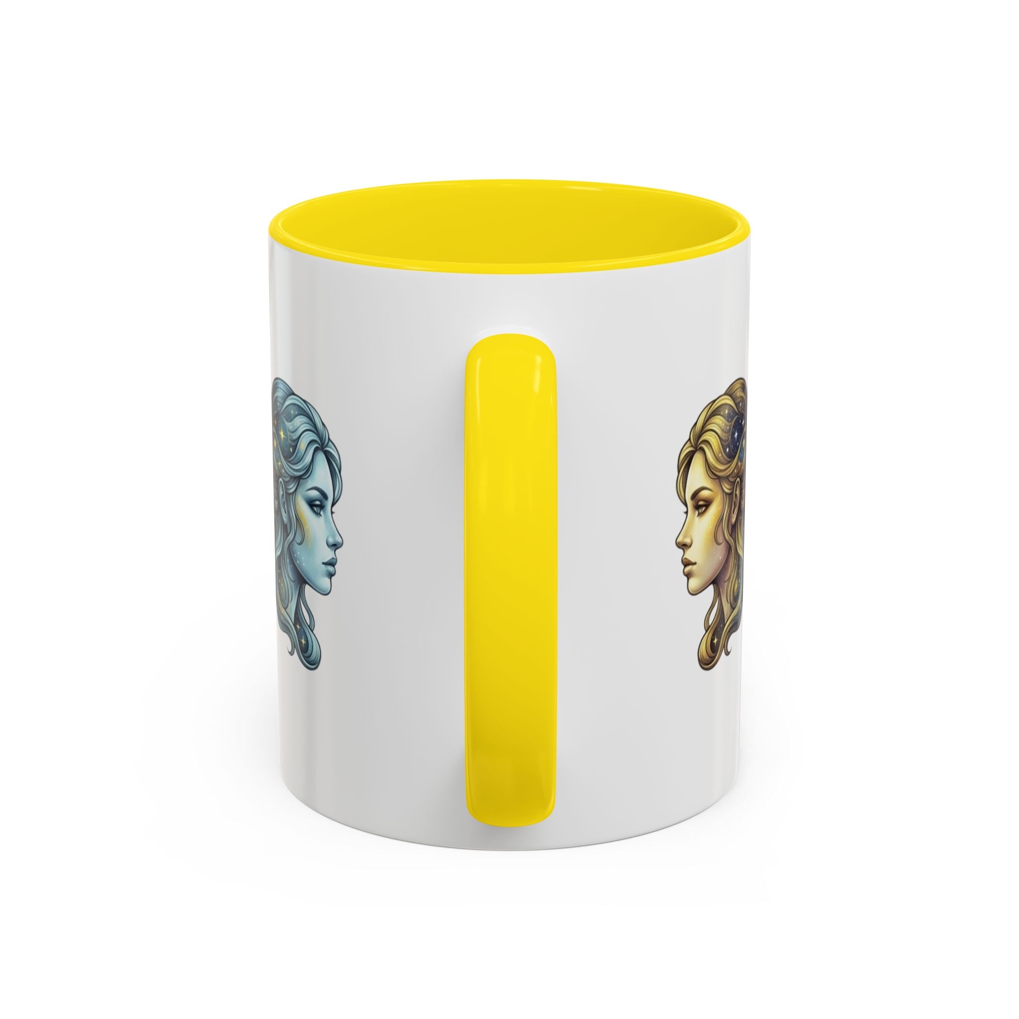 Gemini Zodiac Accent Coffee Mug — Dual Faces Astrology Design