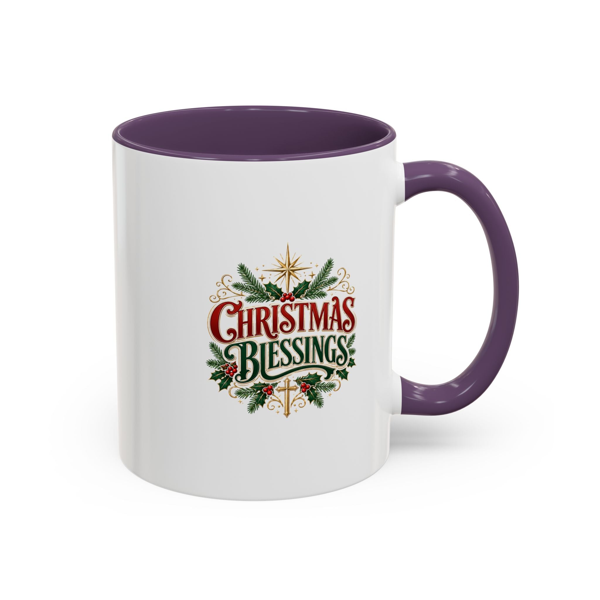 Christmas Blessings Accent Coffee Mug – Festive Holiday Tea & Coffee Cup