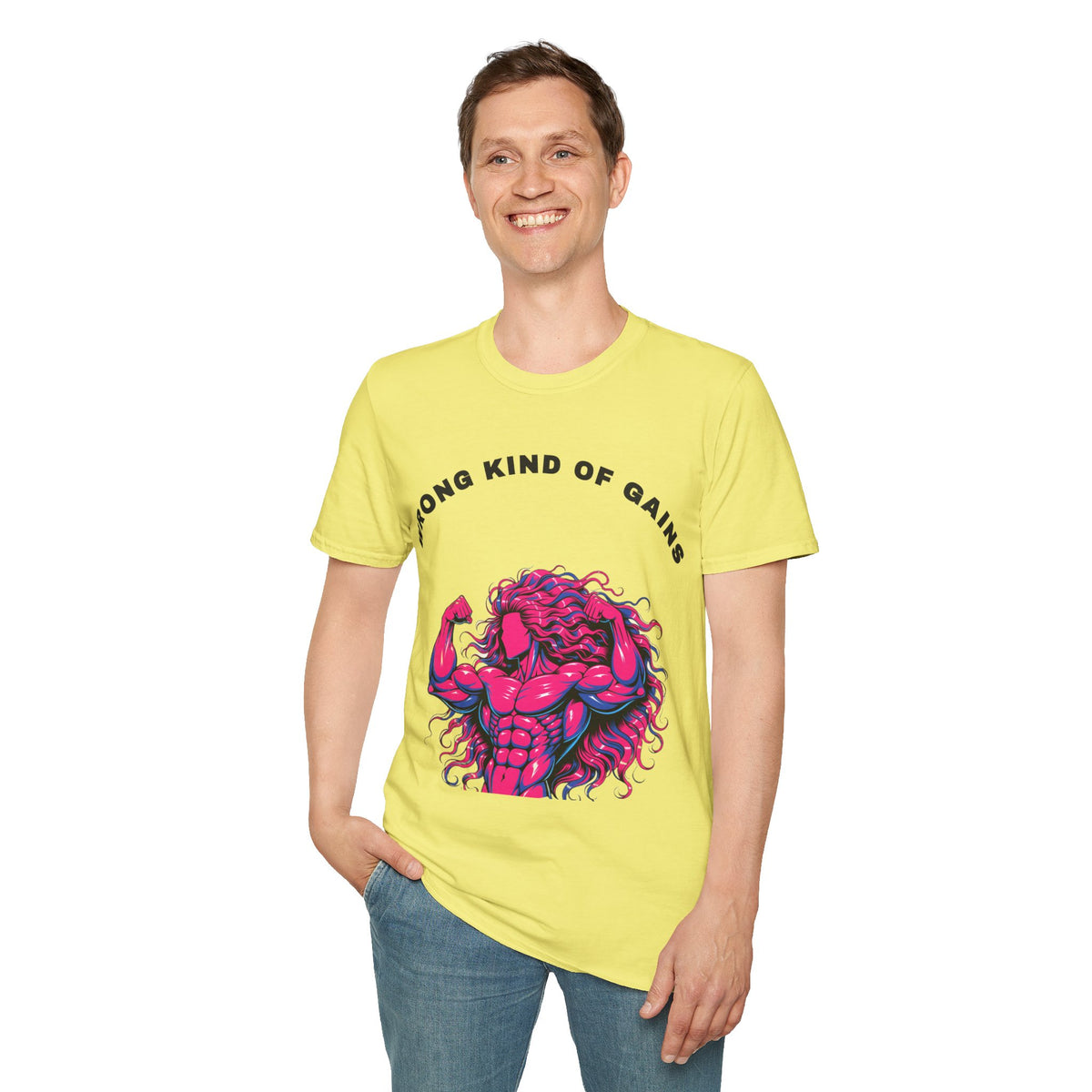 Wrong Kind of Gains Funny Bodybuilder Monster White Graphic Tee - Trending Now - September 2026