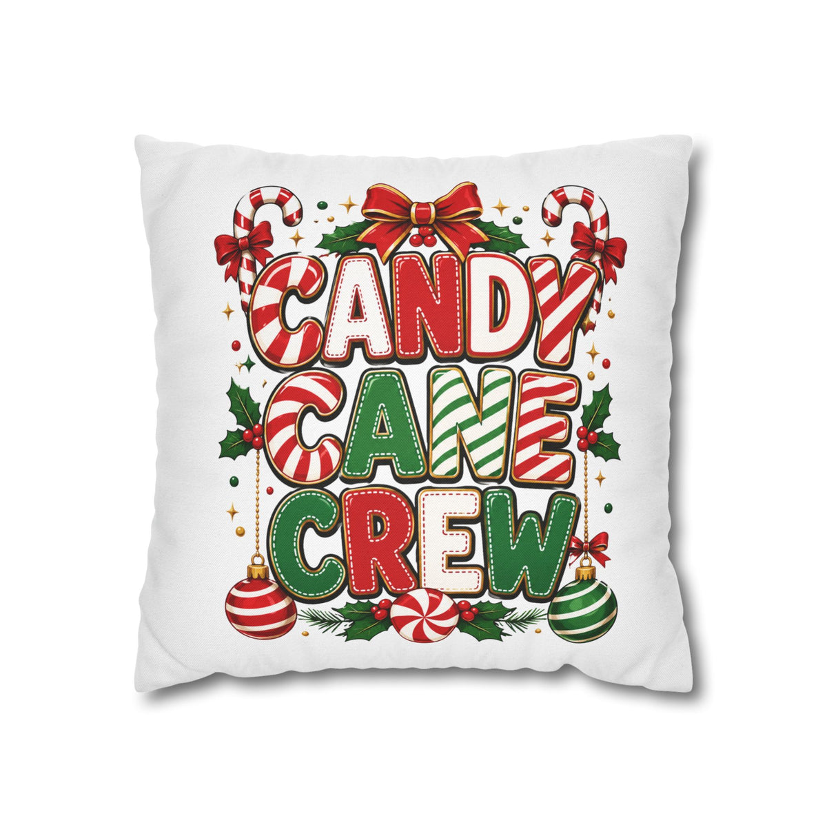 Christmas Candy Cane Crew Holiday Pillowcase — Festive Christmas Decorative Throw