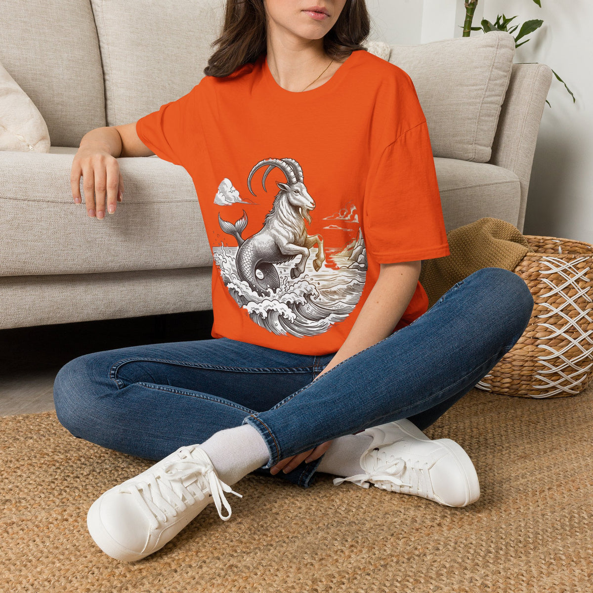Capricorn Goat-Mermaid T-Shirt — Mythical Sea Goat Zodiac Tee