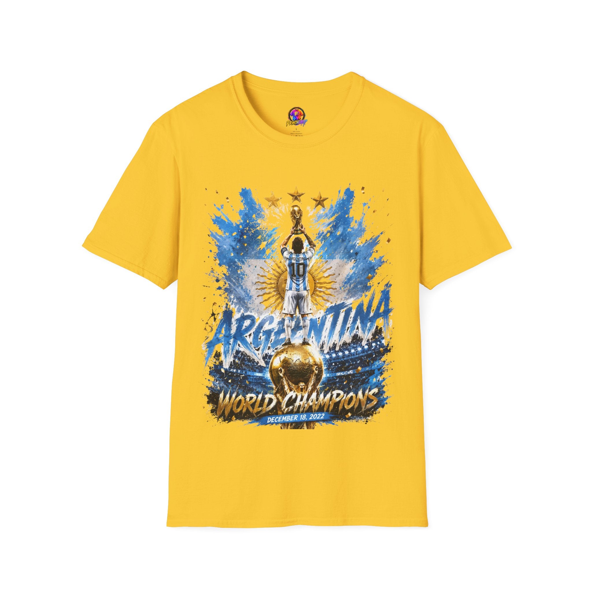 Argentina World Champions T‑Shirt — Soccer World Cup 3 Stars Tribute