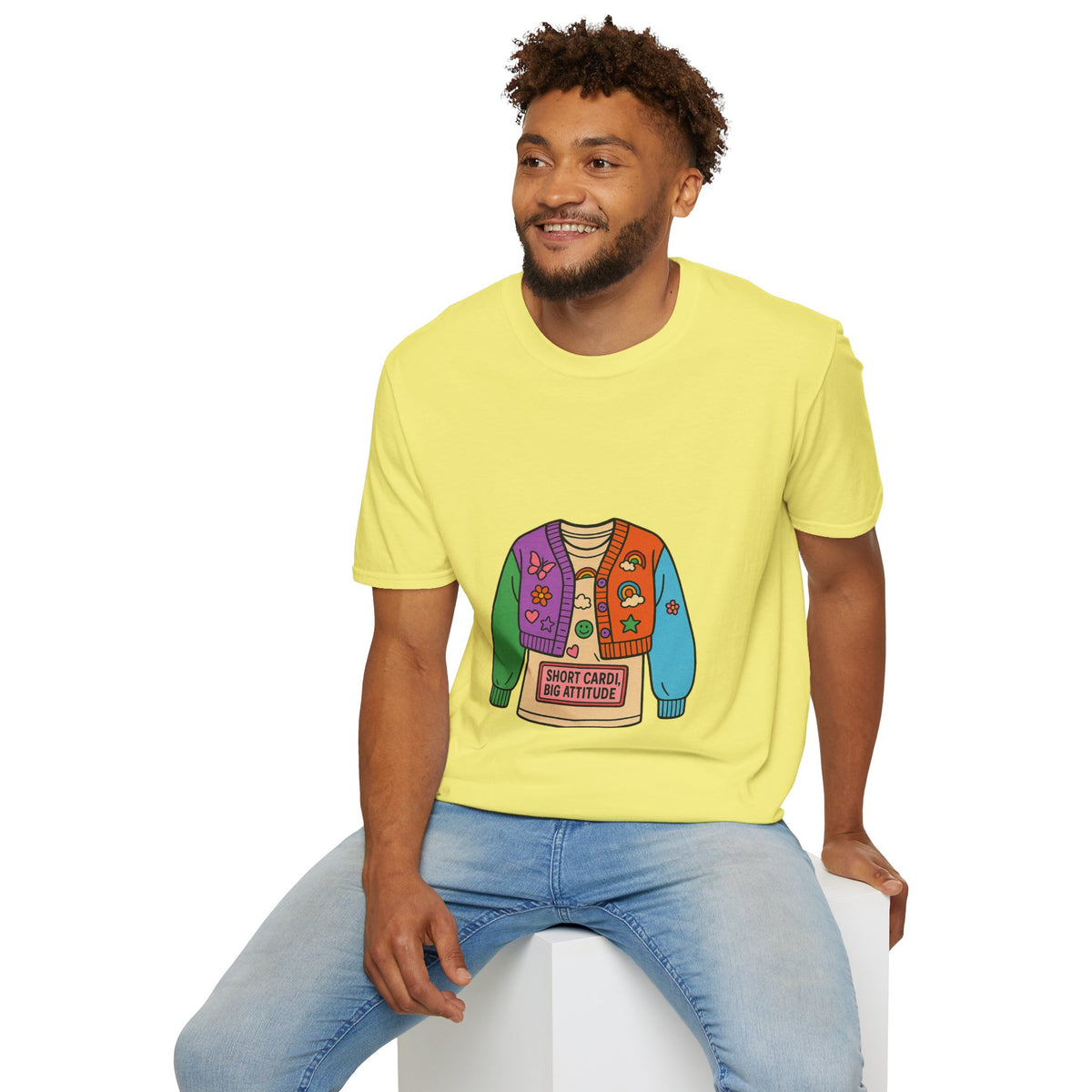 Colorful Patchwork Sweater Illustration T-Shirt - Trending Now - October 2026