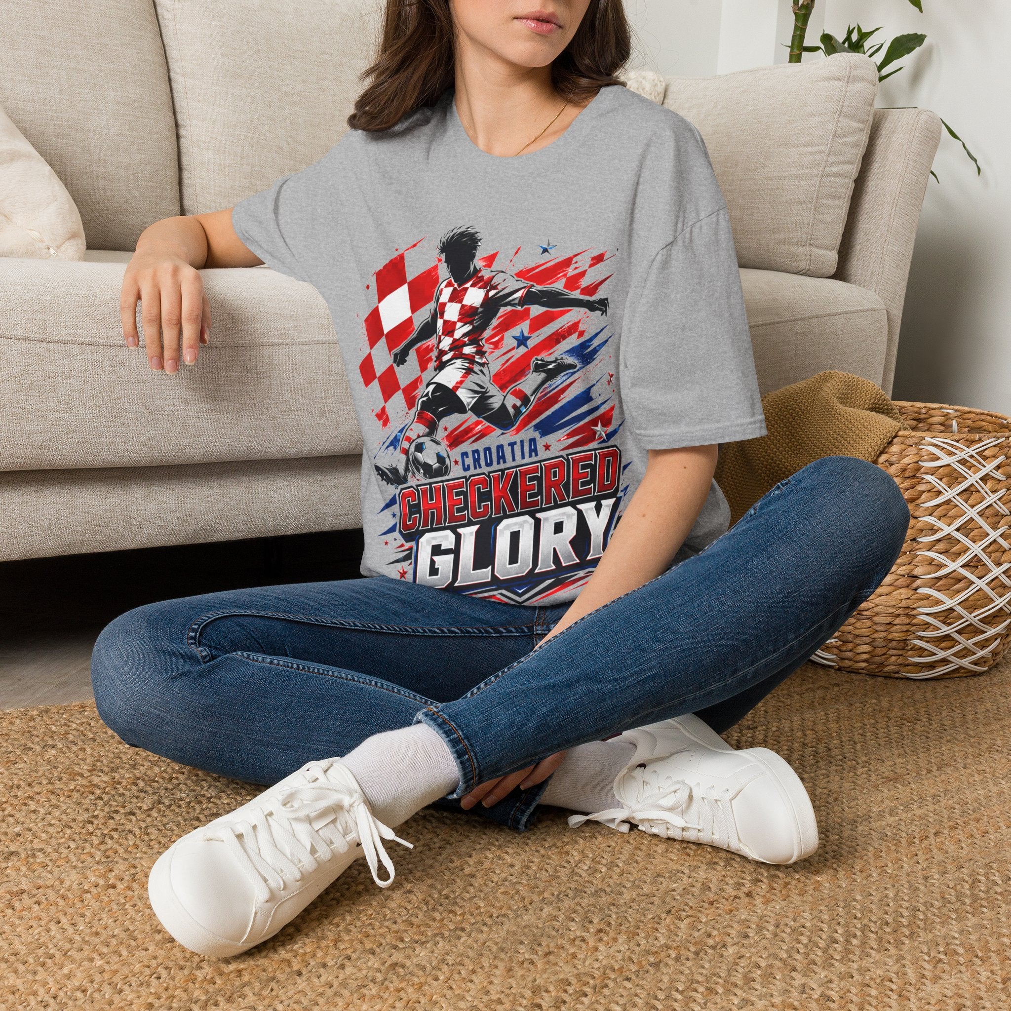 Checkered Glory T-Shirt — Croatia Soccer Fan Tee
